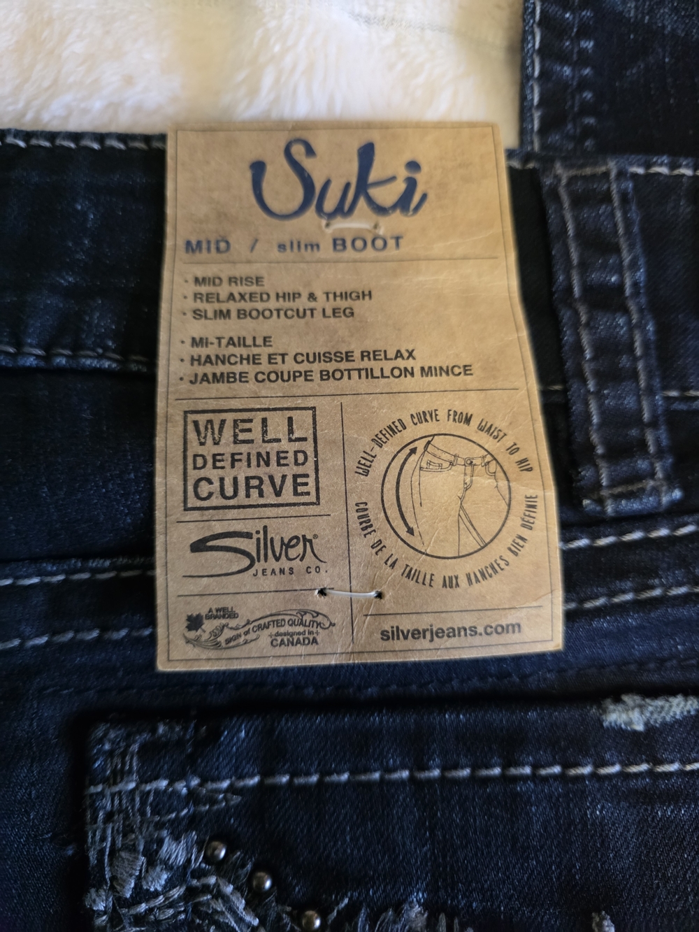 Silver Jeans Dark Blue Embroidered Back Pocket Jeans - Picture 6 of 16